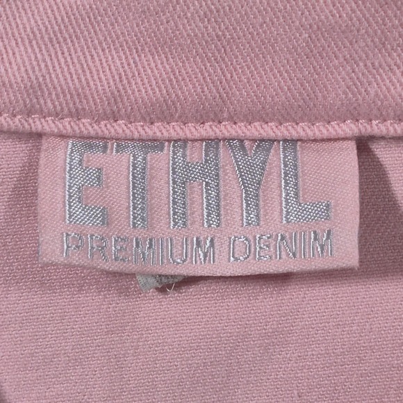 Ethyl Premium Denim Rhinestone Pink Western Jacket Country Cowgirl Womens Large - Picture 11 of 13